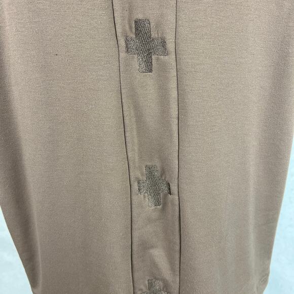 Homme + Femme  LA Unisex Tiered Thick Cotton Embroidered Tee Shirt Tan Size XL - Picture 4 of 10